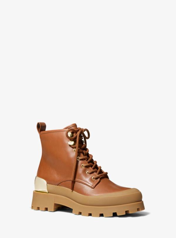 Damske Bojové topánky Michael Kors Payton Leather Hnede - Topanky Michael Kors Levně | JLAYD-7304